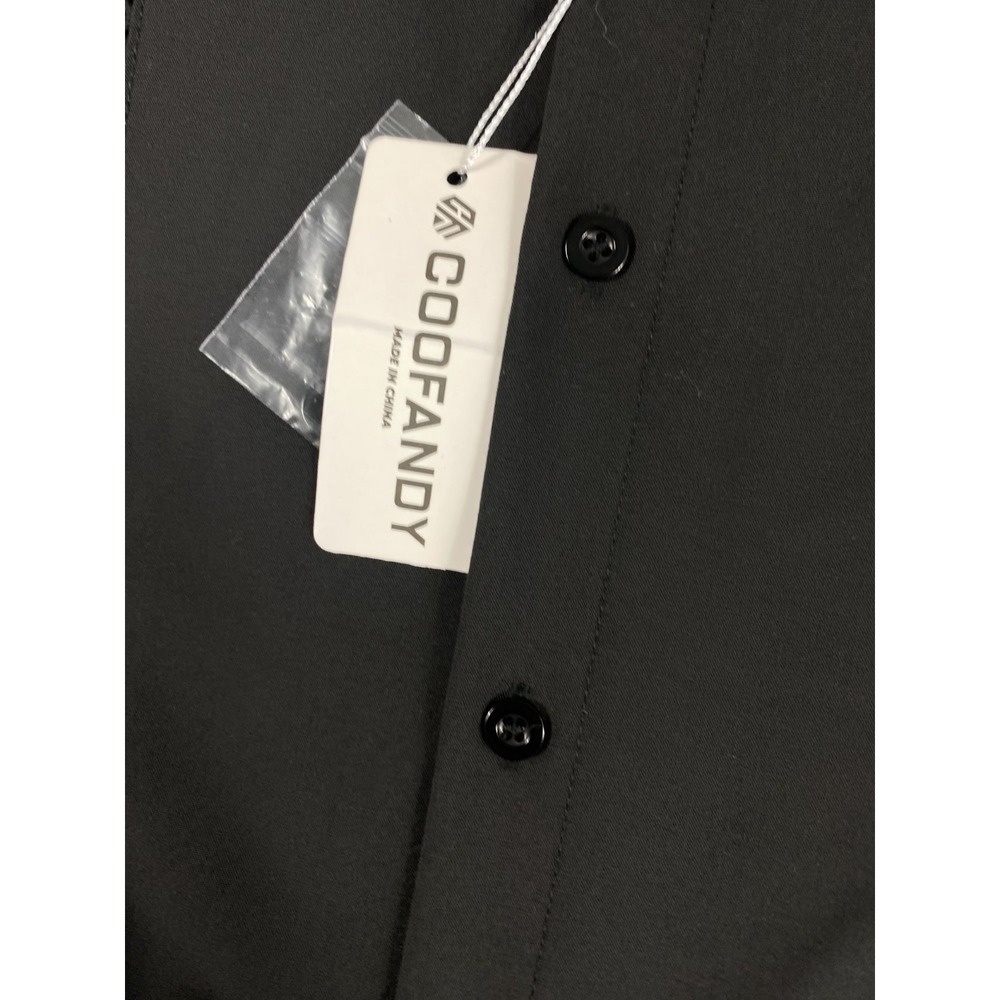 2/$30 NWT Coofandy Button Up Shirt Men Sz L Black Long Sleeve Cuban - Picture 11 of 14